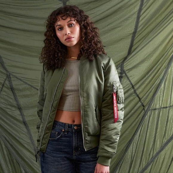 Alpha Industries, Green Bomber Jacket, Size M - Picture 3 of 9